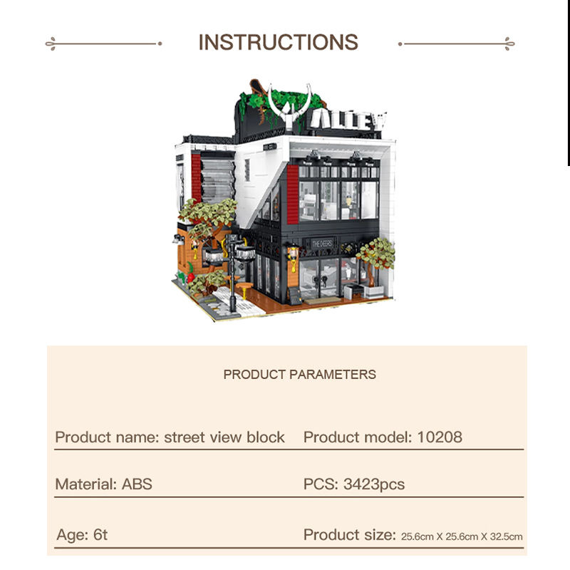 Mork 10208 Creator Expert The Alley Modular Buildings 3423pcs Bricks Toys From Europe 3-7 Days Delivery.