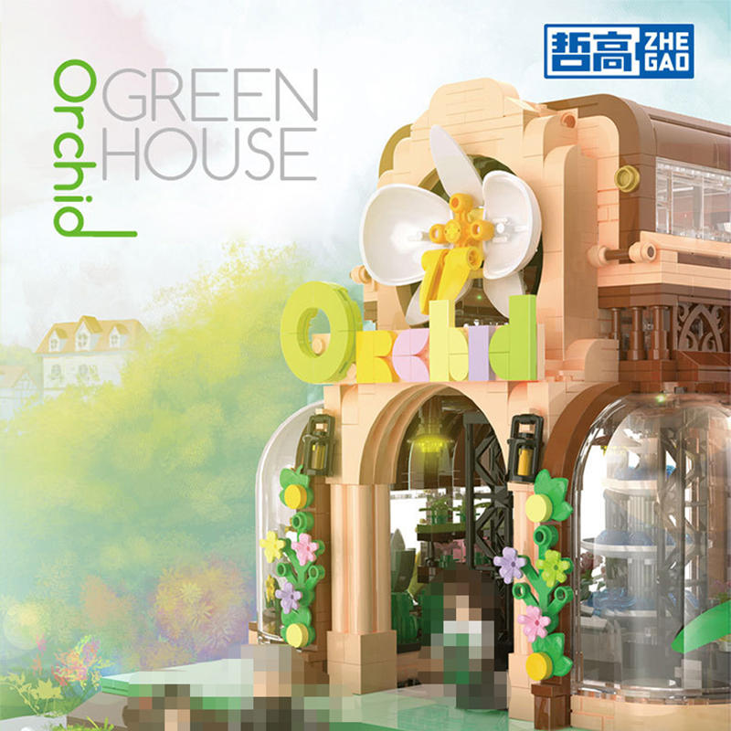 {Mini Bricks} ZHEGAO 00419 Creator Expert Orchid Green House Modular Buildings Blocks 2183±pcs Bricks from China.