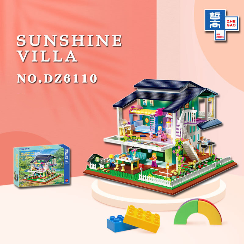 {Mini Bricks} ZHEGAO DZ6110 Creator Sunshine Villa Modular Buildings Blocks 2395±pcs Bricks from China.