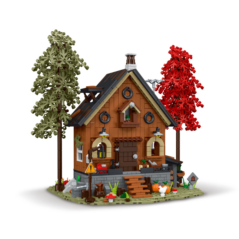 {With Light} Mork 031072 Creator Expert Forest Cabin Modular Buildings Blocks 1643±pcs Bricks from China.