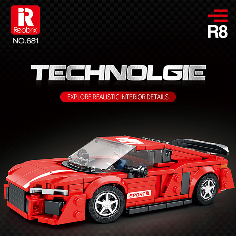 Reobrix 681 Technic Speed Champions Audi R8 Racer Car 355±pcs Bricks from China.