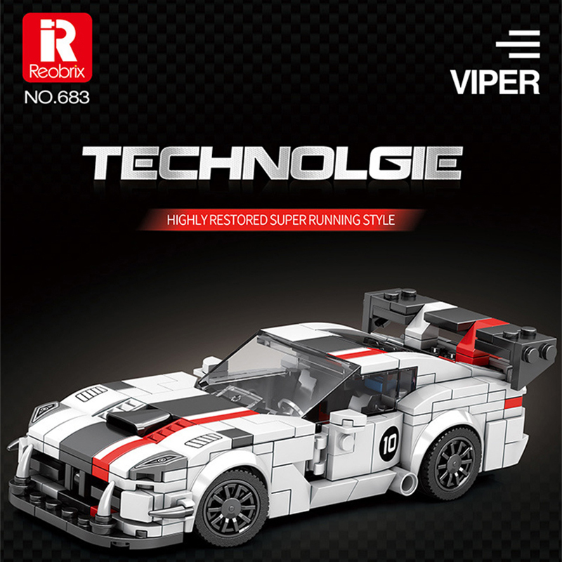Reobrix 683 Technic Speed Champions Dodge Viper Racer Car 419±pcs Bricks from China.