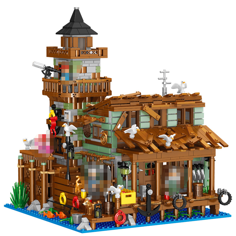 Mini Micro Bricks] ZHEGAO 00981 Fishing Village Cabin Modular