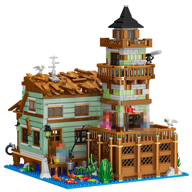 {Mini Bricks} Lin07(ZHEGAO) 00981 Creator Expert Fishing Village Cabin Buildings Blocks 1881±pcs Bricks from China.