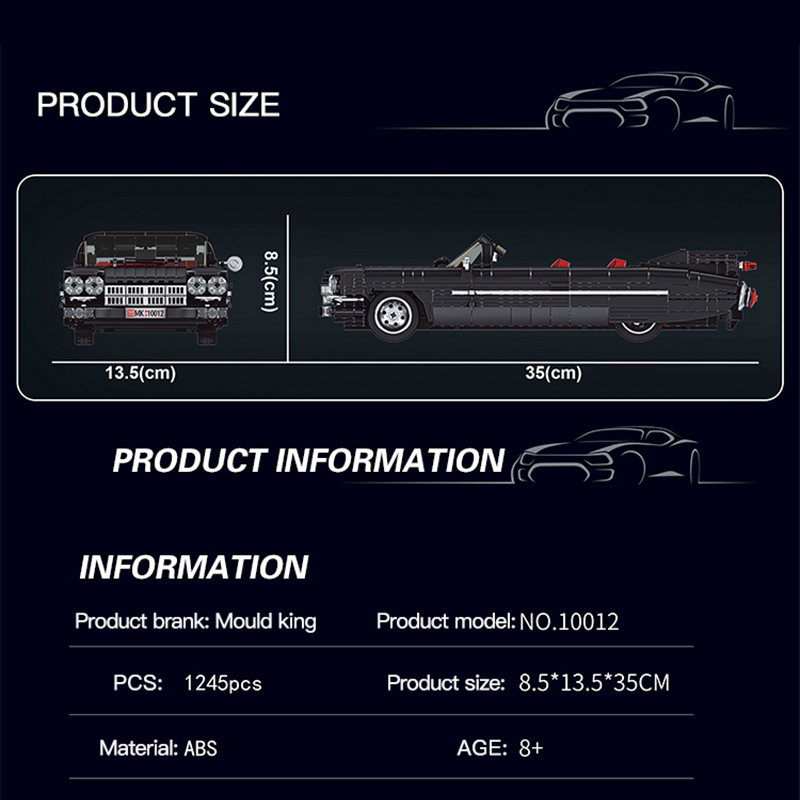 Mould King 10012 Technic Cadi-Elrado Car Building Blocks 1245±pcs Bricks from China.