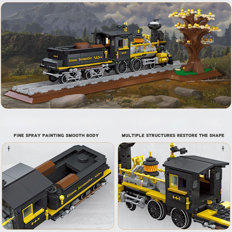 JieStar 59010 Static Version Genoa Locomotive 4-4-0 Train Building Blocks 950±pcs Bricks from China.