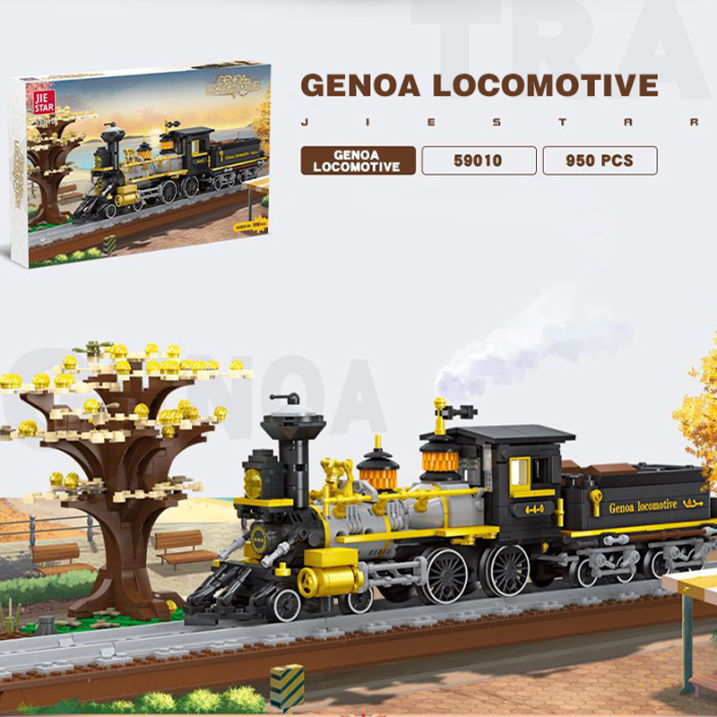 JieStar 59010 Static Version Genoa Locomotive 4-4-0 Train Building Blocks 950±pcs Bricks from China.