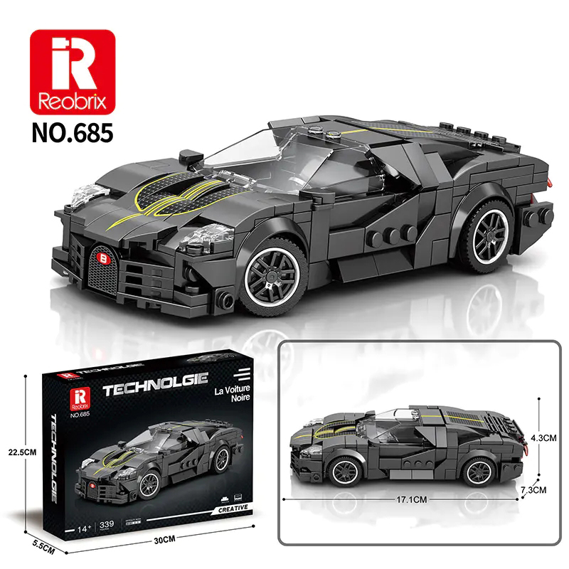 Reobrix 685 Technic Speed Champions Bugatti La Voiture Noire Racer Car 339±pcs Bricks from China.