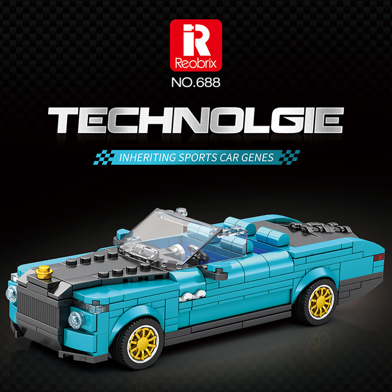 Reobrix 688 Technic Speed Champions Blue Rolls-Royce Boat Tai Racer Car 417±pcs Bricks from China.