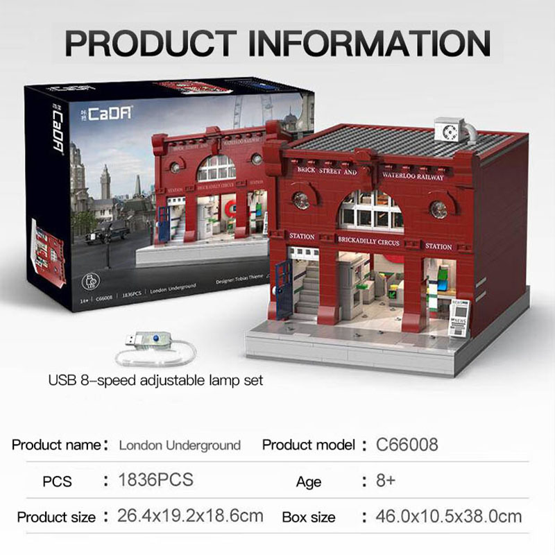 {With Original Box} CaDa C66008 Creator Expert London Underground Modular Buildings Blocks 1836±pcs from Europe 3-7 Days Delivery.