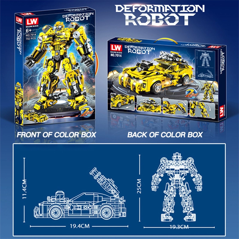 LW7014 Movie & Game Bumblebee Robot Deformation Robot Building Blocks 792±pcs Bricks from China.