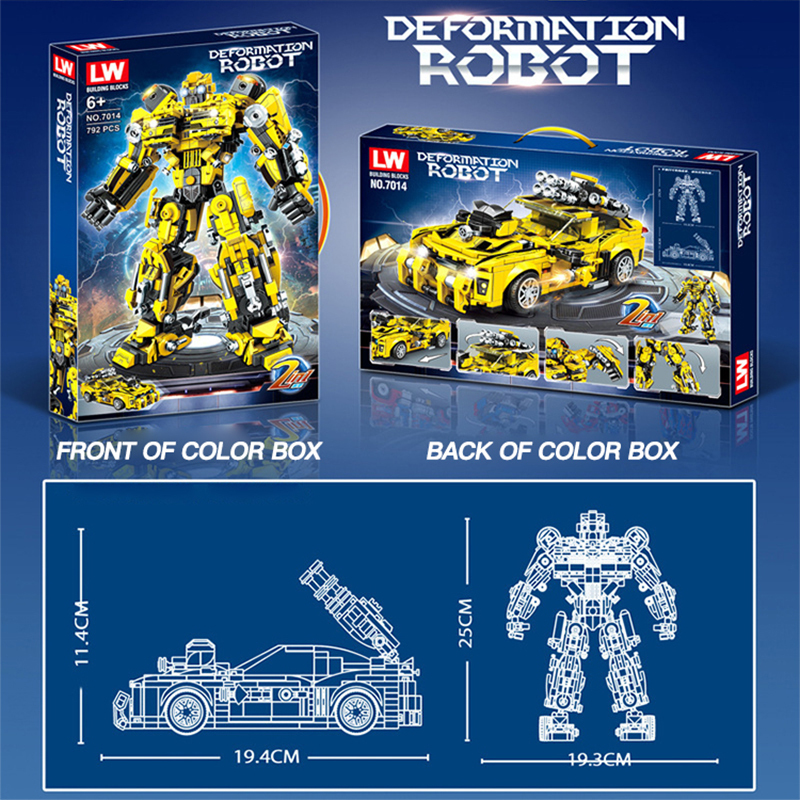 LW7014 Movie & Game Bumblebee Robot Deformation Robot Building Blocks 792±pcs Bricks from China.