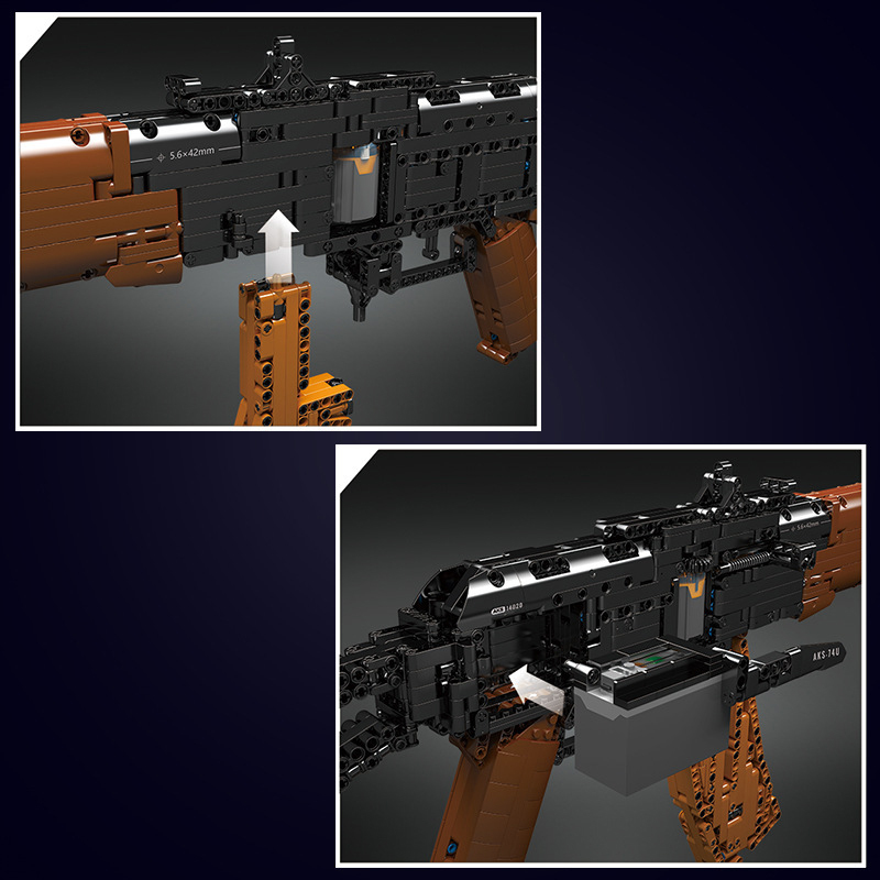 Mould King 14020 Military Motor AK-47 Assault Rifle Gun Building Blocks 1418±pcs Bricks from China.