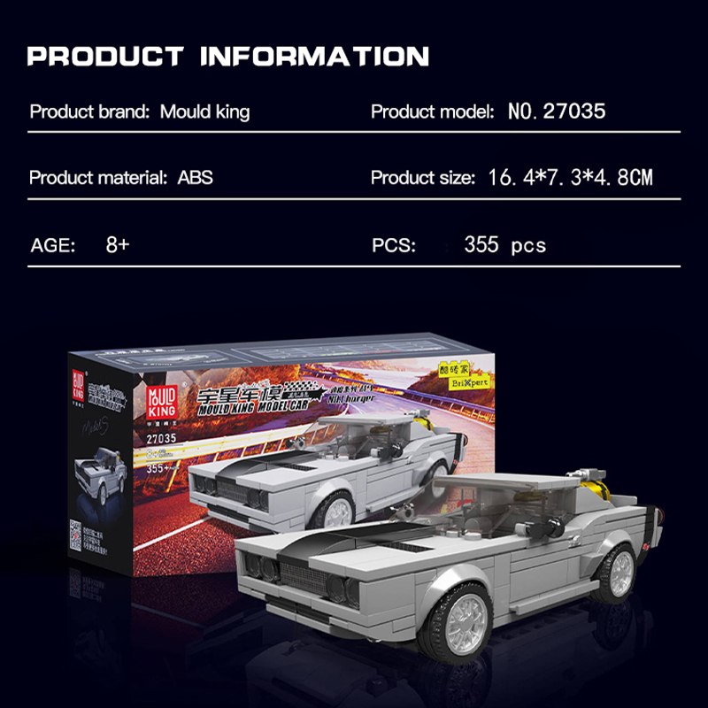 {With Transparent Box} Mould King 27035 Technic Speed Champions Charger Racers Building Blocks 355±pcs Bricks from China.
