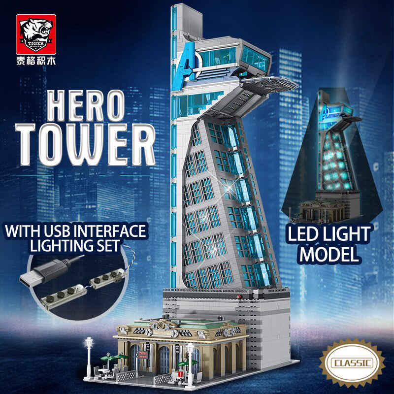 {With Light Set}Taige 55120 Super Hereos Avengers Tower Hero Tower Building Blocks 5853pcs Bricks Toy From China.