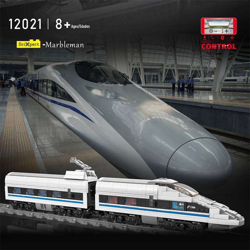 {With Motor}Mould King 12021 Technic World Railway CRH380A High-speed Train Building Blocks1211±pcs Bricks from China.