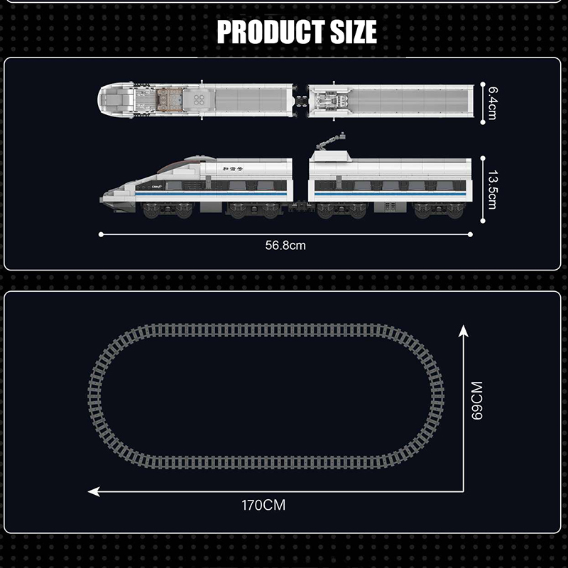 {With Motor}Mould King 12021 Technic World Railway CRH380A High-speed Train Building Blocks1211±pcs Bricks from China.