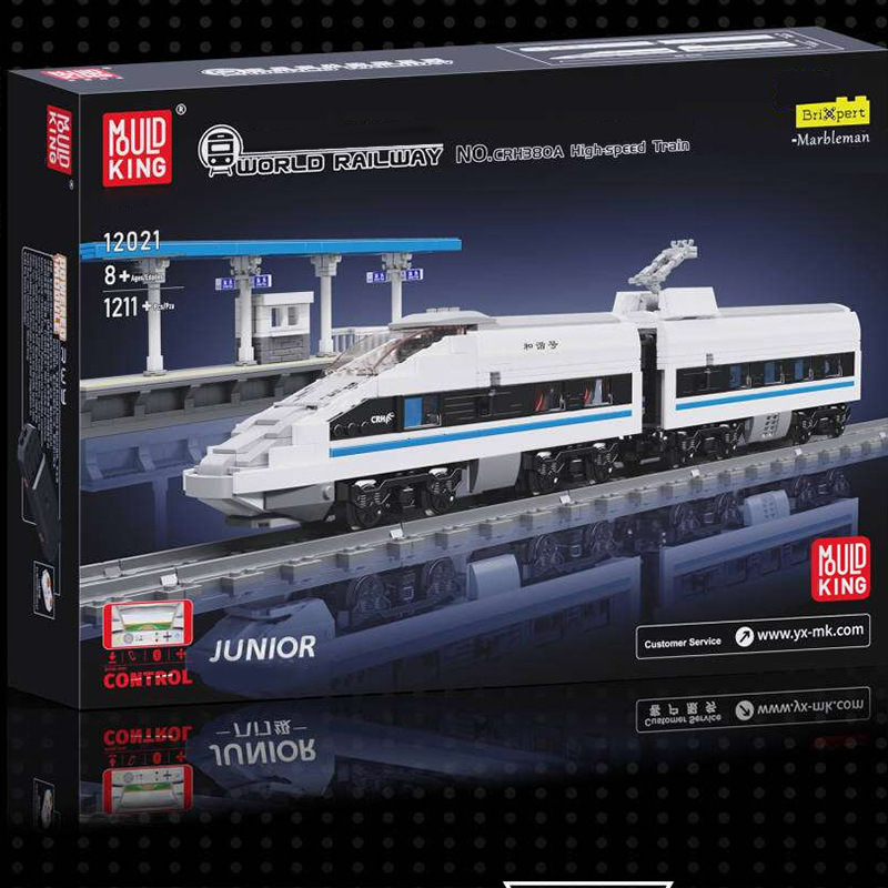 {With Motor}Mould King 12021 Technic World Railway CRH380A High-speed Train Building Blocks1211±pcs Bricks from China.