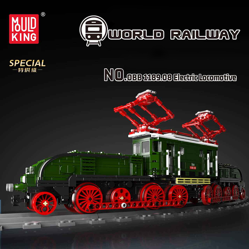 {With Motor}Mould King 12023 Technic World Railway OBB 1189.08 Electric Locomotive Train Building Blocks 919±pcs Bricks from China.