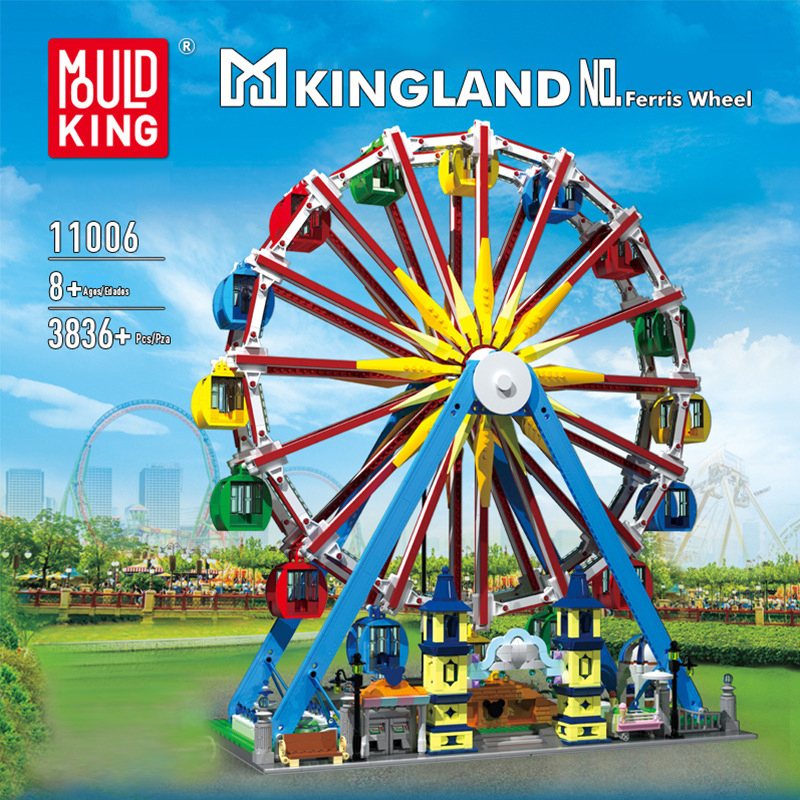 {With Motor}Mould King 11006 Creator Expert Fairground Ferris Wheel Building Blocks 3836±pcs Bricks from China.