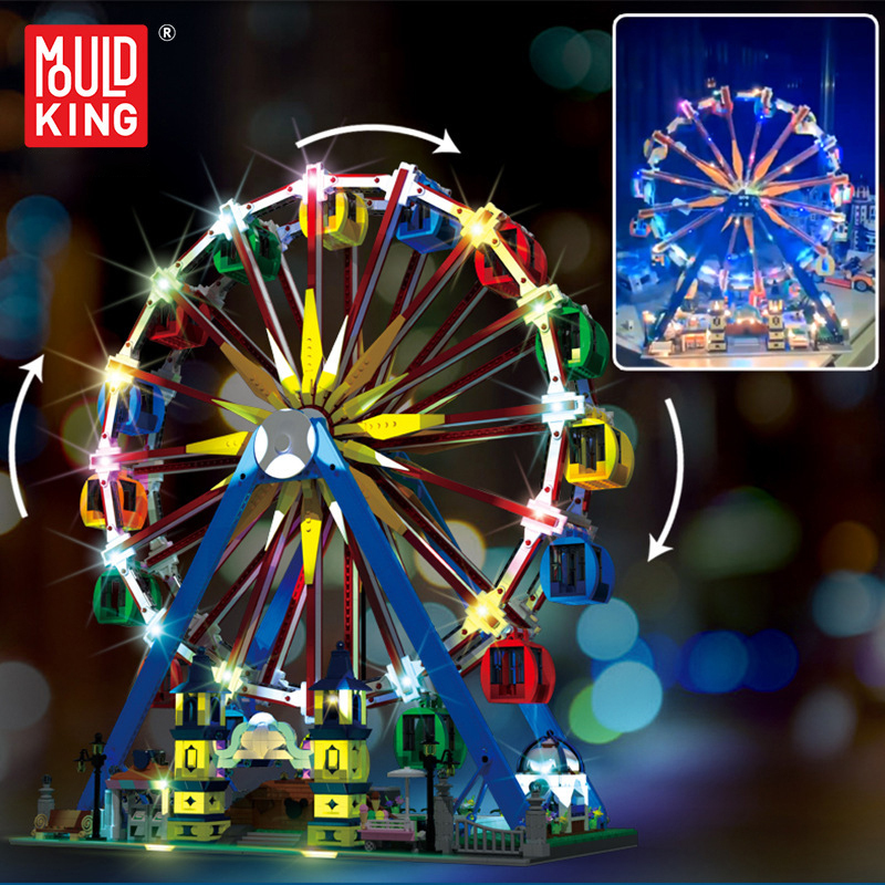 {With Motor}Mould King 11006 Creator Expert Fairground Ferris Wheel Building Blocks 3836±pcs Bricks from China.