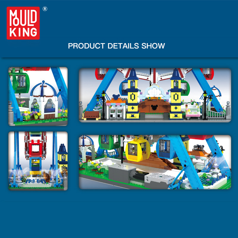 {With Motor}Mould King 11006 Creator Expert Fairground Ferris Wheel Building Blocks 3836±pcs Bricks from China.