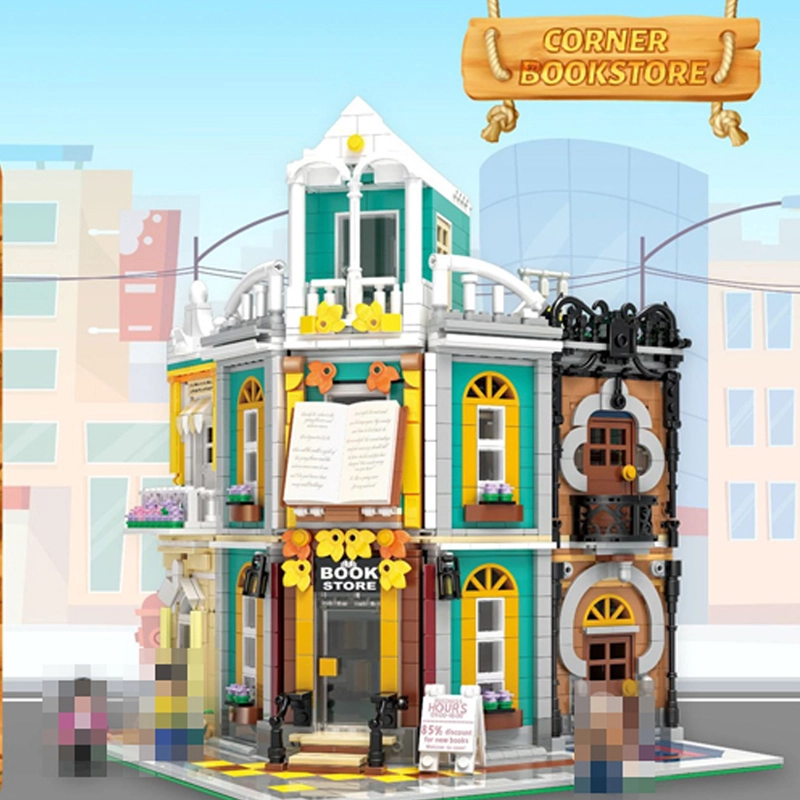 {Mini Bricks} ZHEGAO 00418 Creator Expert Corner Bookstore Modular Buildings Blocks 2185±pcs Bricks from China.