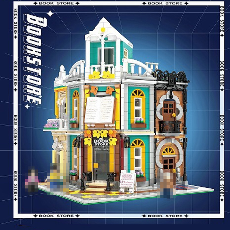 {Mini Bricks} ZHEGAO 00418 Creator Expert Corner Bookstore Modular Buildings Blocks 2185±pcs Bricks from China.