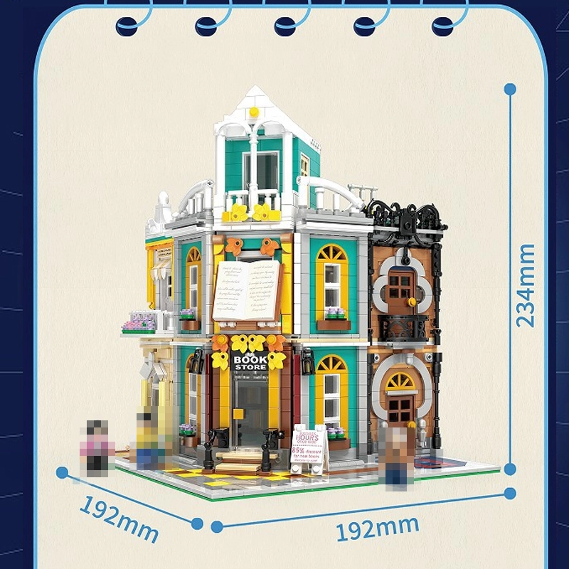 {Mini Bricks} ZHEGAO 00418 Creator Expert Corner Bookstore Modular Buildings Blocks 2185±pcs Bricks from China.