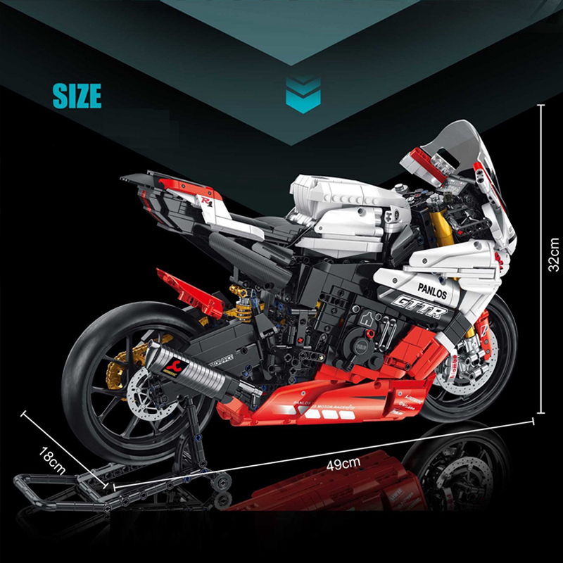 {With Light} PANLOS 672104 Technic 1:5 YAMAHA R1 Motorcycle Building Blocks 2333±pcs Bricks from China.