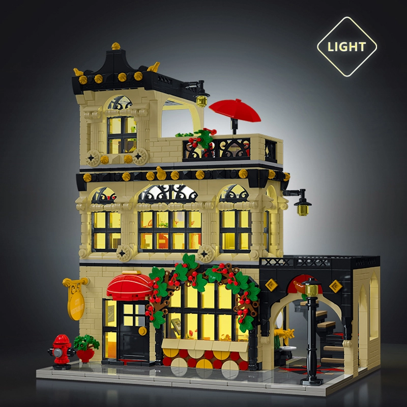 {WithLight}Mork 20114 Creator Expert City Restaurant Block Module Modular Buildings Blocks 1489±pcs Bricks from China.