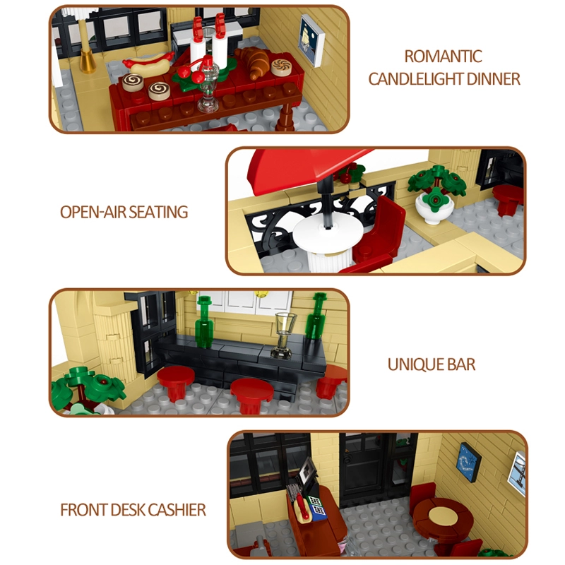 {WithLight}Mork 20114 Creator Expert City Restaurant Block Module Modular Buildings Blocks 1489±pcs Bricks from China.