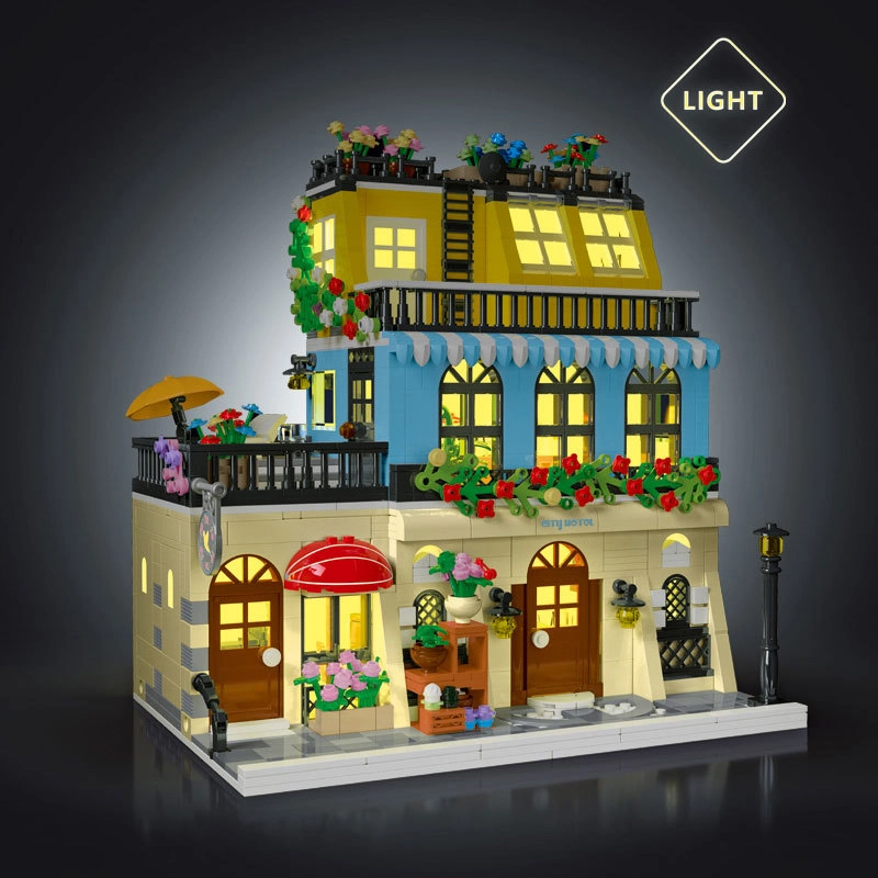 {With Light}Mork 20115 Creator Expert City Hotel Block Module Modular Buildings Blocks 1464±pcs Bricks from China.