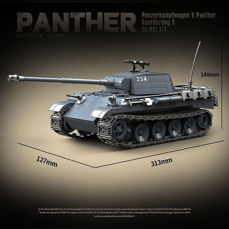 QUANGUAN 100246 Military Panther Ausfuhrung G Sd.Kfz.171 Tank Building Blocks 1180±pcs Bricks from China.