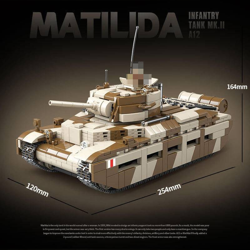 QUANGUAN 100236 Military Matilida Infantry Tank MK.II A12 Building Blocks 1211±pcs Bricks from China.