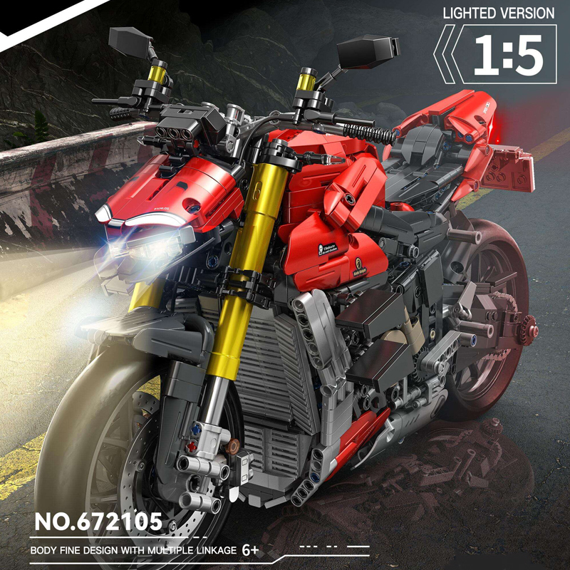 {With Light}PANLOS 672105 Technic 1:5 Ducati Motorcycle Building Blocks 2221±pcs Bricks from China.