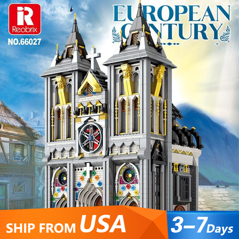 Reobrix 66027 Modular Buildings European Centur Churches Building Blocks 3468±pcs Bricks Toys From USA 3-7 days Delivery.