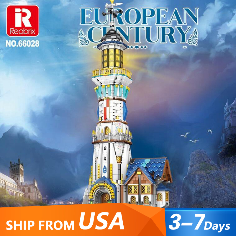 Reobrix 66028 Modular Buildings European Century Lighthouse Building Blocks 3228±pcs Bricks Toys From USA 3-7 days Delivery.