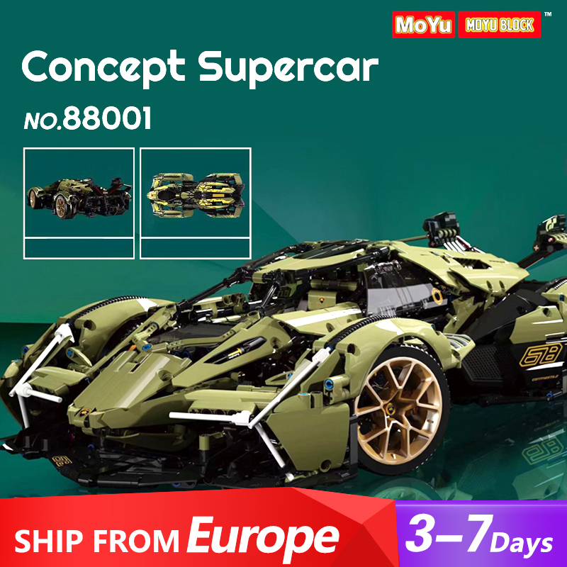 MOYU 88001 Technic Lamborghini Lambo V12 Vision GT Sports Car Building Blocks 2527±pcs Bricks From Europe 3-7 Days Delivery.