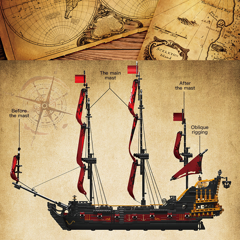 MOULD KING 13109 Movie & Game Pirates of QA Ship Building Blocks 3139±pcs Bricks Toys From USA 3-7 Days Delivery.