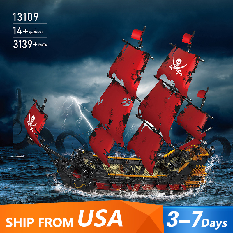 MOULD KING 13109 Movie & Game Pirates of QA Ship Building Blocks 3139±pcs Bricks Toys From USA 3-7 Days Delivery.
