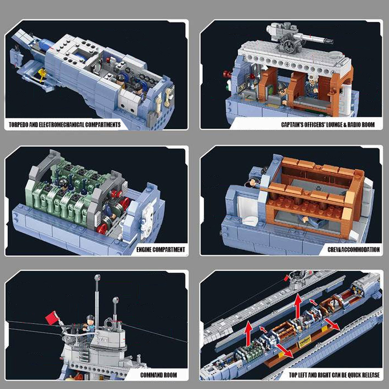 {Pre-Sale}Panlos 628011 Military VIIC U-552 Submarine Building Blocks 6112±pcs Bricks from Europe 3-7 Days Delivery.