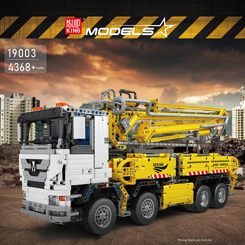 Mould King 19003 Technic Motor Truck with concrete pump Building Blocks 4368±pcs Bricks from China.