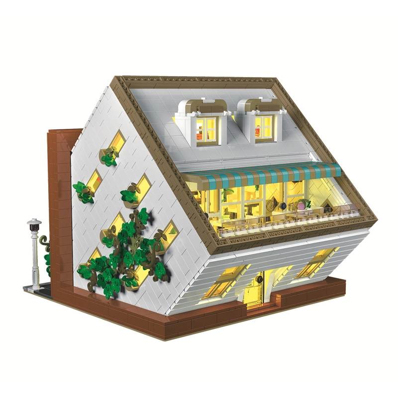 {With Light}MORK 10209 Modular Buildings Upside Down Cafe House Building Blocks 3118±pcs Bricks from China.