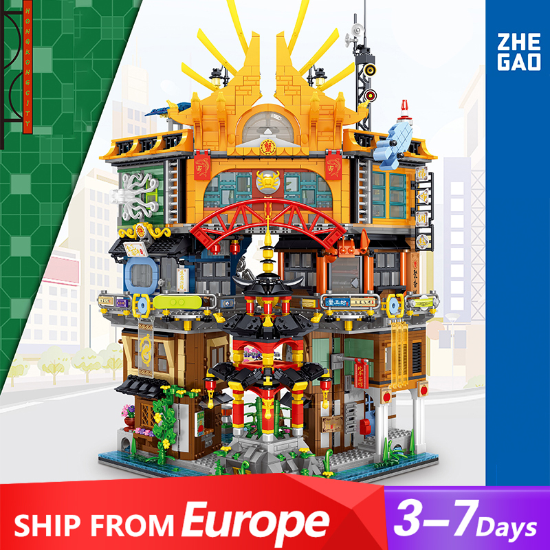 {Mini Micro Bricks} ZHEGAO QL00982 Modular Buildings Hongkong City Bricks 4184±pcs City Street Building Blocks Toys From Europe 3-7 Days Delivery.