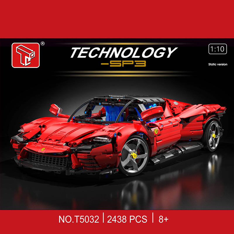 TAIGAOLE T5032 Technic 1:10 "Ferrari "Daytona SP3 Sports Car With Motor Building Blocks 2438pcs Bricks Toys From China Delivery.