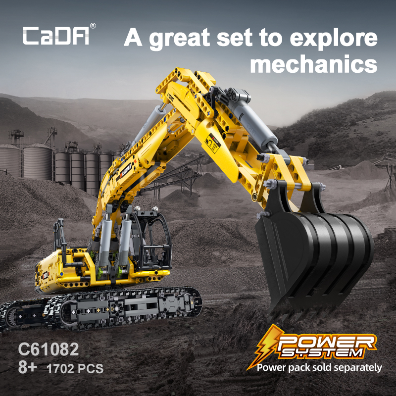 CaDA C61082W Fully Functional Excavator Vehicle Model Building Blocks 1702pcs Bricks Assembly Toy Gift Ship From China.