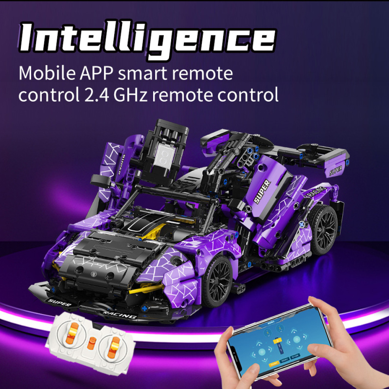 MOYU MY88314 Moc Technic 1:14 The Car Race Remote Control Purple Sports Car Building Blocks 1227PCS Bricks From China.