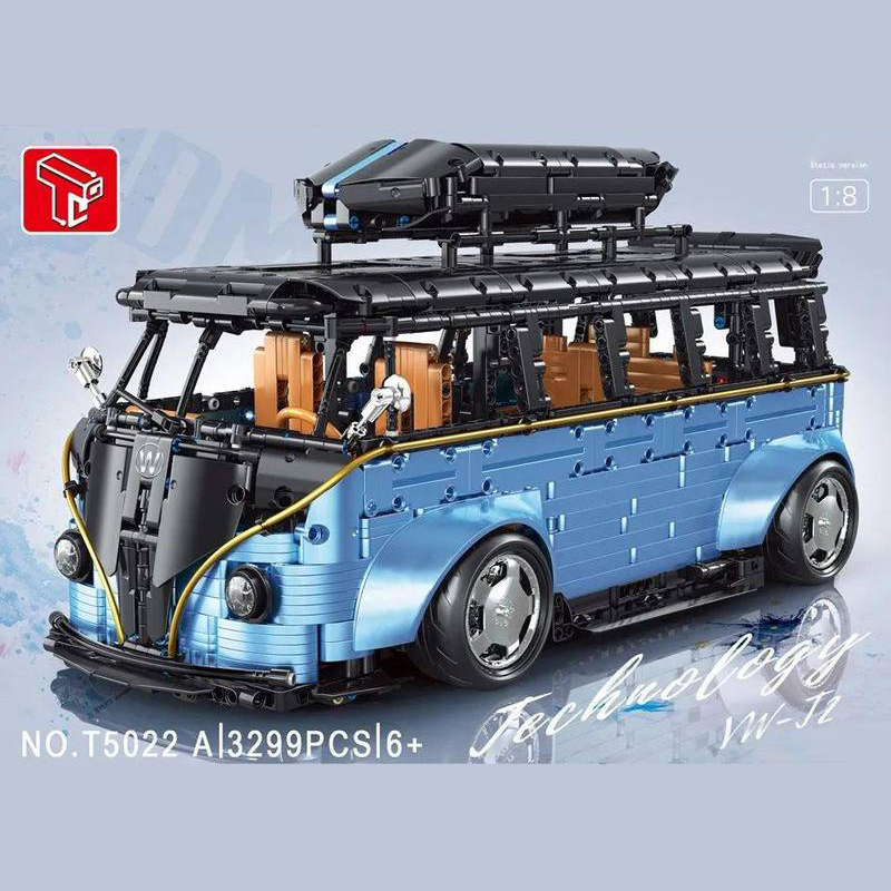 TAIGAOLE T5022A Technic Moc Plated Blue Dynamic version T2 Bus 1:8 3299pcs Bricks Toys From China.