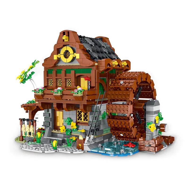 Mork 033005 Creator MEDIEVAL WATERMILL Modular Buildings Blocks 1443±pcs From China.